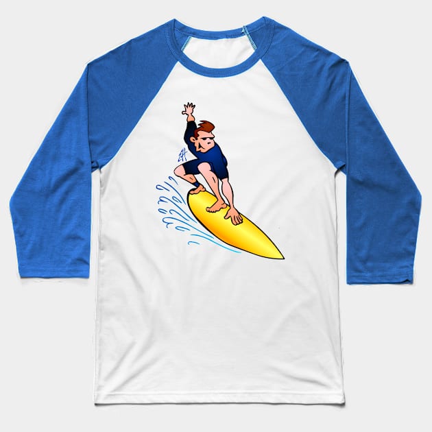 Surfer Baseball T-Shirt by Cardvibes